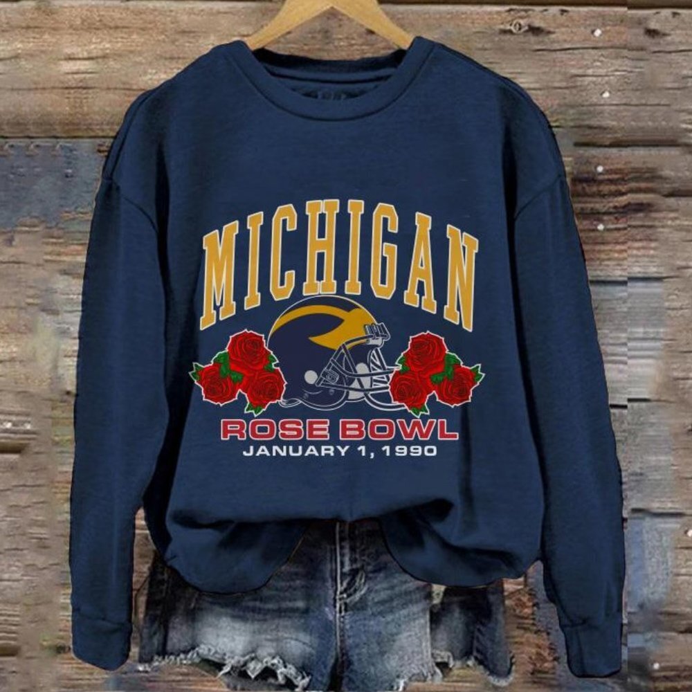 Vintage 1990 Michigan Wolverines Rose Bowl Ncaa Crewneck Sweatshirt